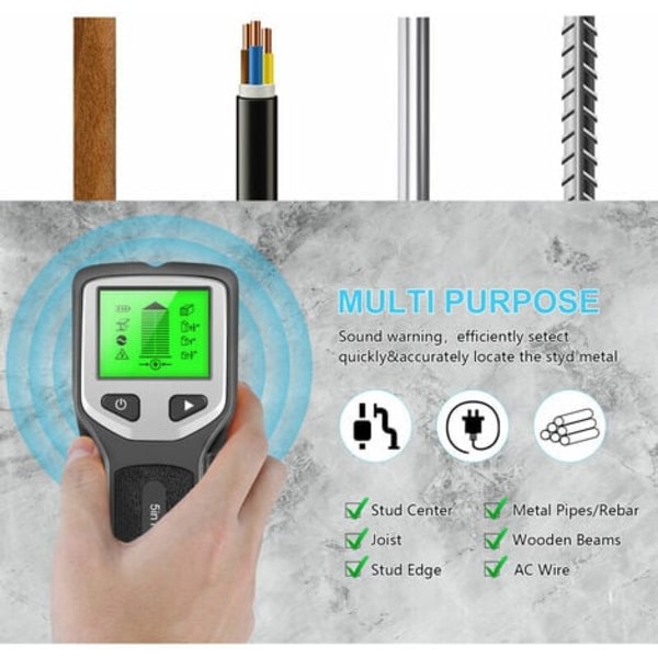 Stud Finder med 1 Sensor, Smart Mikroprocessorchip og HD LCD-Skærm, Stud Sensor Strålefinder til Center og Kant af Træ