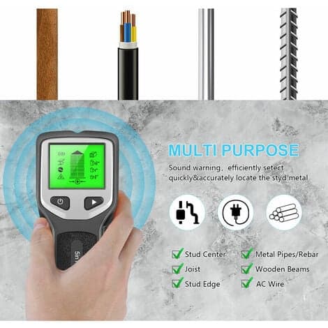 Stud Finder med 1 Sensor, Smart Mikroprosessorchip og HD LCD-Skjerm, Stud Sensor Strålefinner for Senter og Kant av Tre