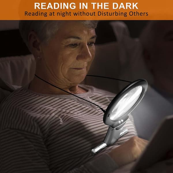 Forstørrelsesglas til læsning, håndfrit LED-forstørrelsesglas