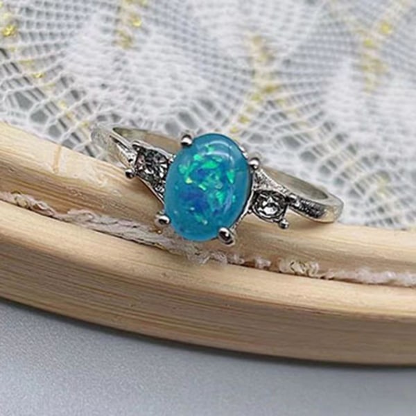 Kvinders Ring Elegant Oval Opal Rhinestone Knuckle Ring Finger Dekoration Blue US 9