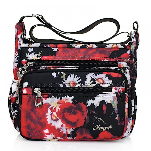 Naisten nailoninen kukkakuvioinen olkalaukku, crossbody-laukku, laukut, matkakäsilaukut, säädettävällä hihnalla, vedenpitävä A916-459 F