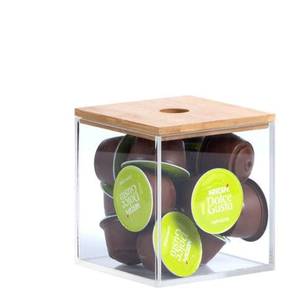 Kaffe Kapselhållare Akryl Roterande Kapselhållare Kaffe Förvaring Kapselhållare, (1027 Klar Kapselbox med Lock)