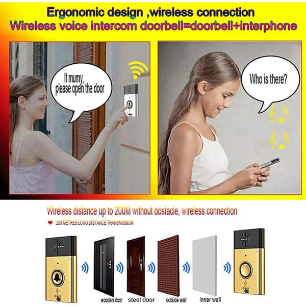 Sølv USB Engelsk Versjon Intercom Avtakbar Trådløs Stemme Intercom Støtte Dørklokke Toveis Stemme Intercom Passer