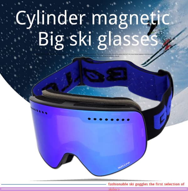 Magnetiska skidglasögon dubbla lager polariserade linser anti-dimma