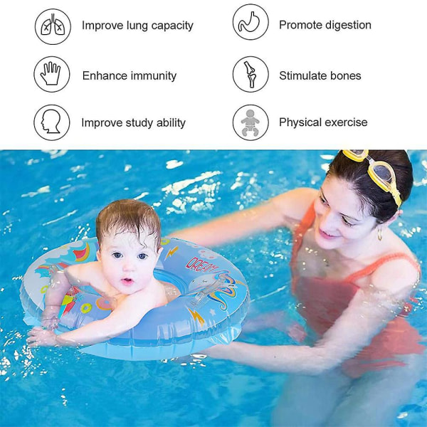 Babysvømmeflyder, oppustelig svømmering med flydesæde i 3 år-5 år børn Baby oppustelig svømmeflåd Børn taljering Inflata Blue Style 2