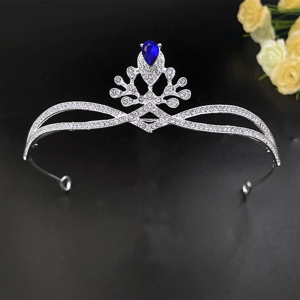 Stjerne samme krone med rhinestone bride&#39;s Crown brudekjoletilbehør Silver Blue