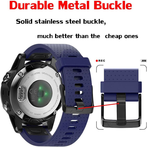 Rem til Garmin Fenix ​​​​5s / Fenix ​​​​5s Plus / Fenix ​​​​6s / Fenix ​​​​6s Pro, 20mm bred silikone Quick-Fit urrem, flere farver (blå