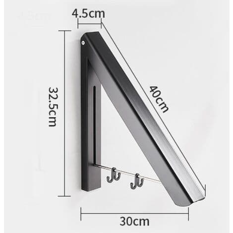Retractable Clothes Rack - Wall Mounted Folding Clothes Rack, Aluminum, 2 Racks with Rod (90-160cm)