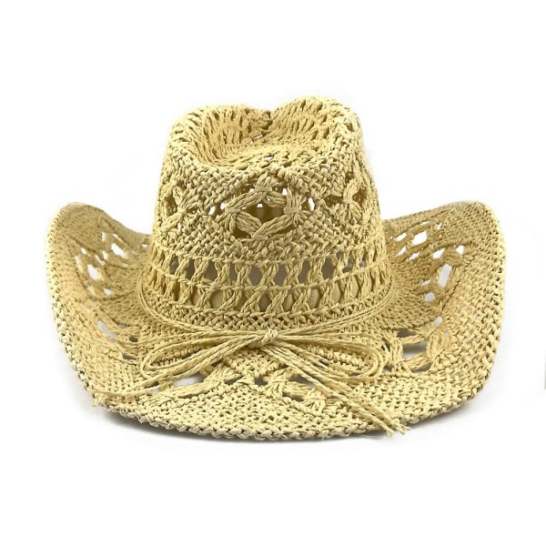 Håndlaget cowboyhatt med hull til kvinner/menn, bredbremmet sommerhatt for strand og sol, justerbar$simplicity Ny vestlig stil med hull, klassisk cowboyhatt