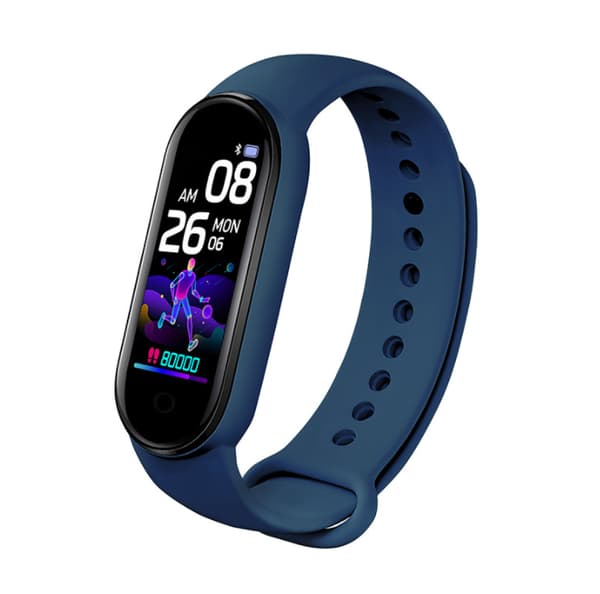 Smart Bluetooth-armbånd, trening, hjertefrekvens, oksygen i blodet, blodtrykk, skritteller, søvnhelseovervåking (blå)