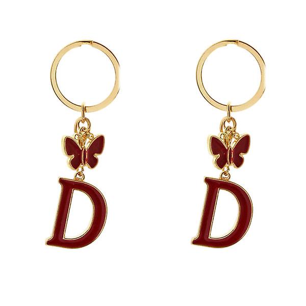 2st bedårande bokstaven D Butterfly Nyckelring Nyckelhänge Väska prydnad för dekoration