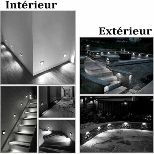 3W LED Inbyggd Vägglampa, Kalla Vit IP65 Vattentät Trappbelysning, Stegljus, Aluminium, Inomhus Utomhus Belysning Deco