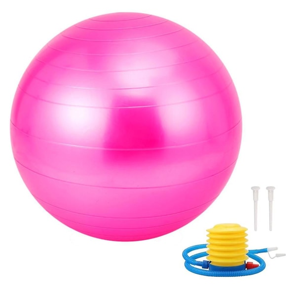 Träningsboll Yogaboll, för fitness, balans, stabilitet, sjukgymnastik, snabbpump ingår Pink 55CM