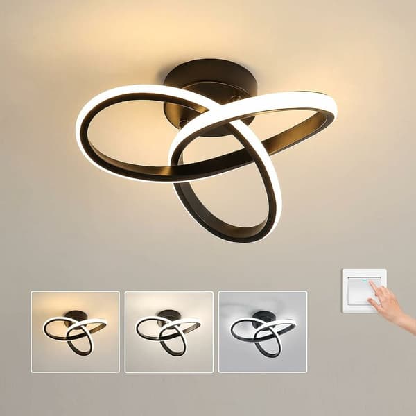 LED Loftlampe, Moderne 22W Sort Akryl LED Loftlampe til Korridor, Altan, Trappe, Diameter 24cm, Dæmpbar