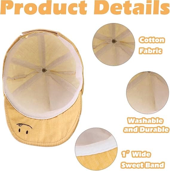 Justerbar gul baseballcaps, én størrelse (ca. 48 cm), bomull