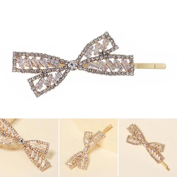 Rhinestone Bow Enamel Hårnål Geometrisk Figur Enkel Metallisk Spænder Fashionabel Hår Bobbys