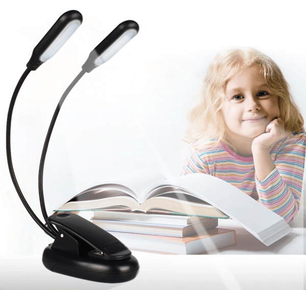 Tofarget LED øyebeskyttelse klipslampe (10 bipolare lys oppladbar type)