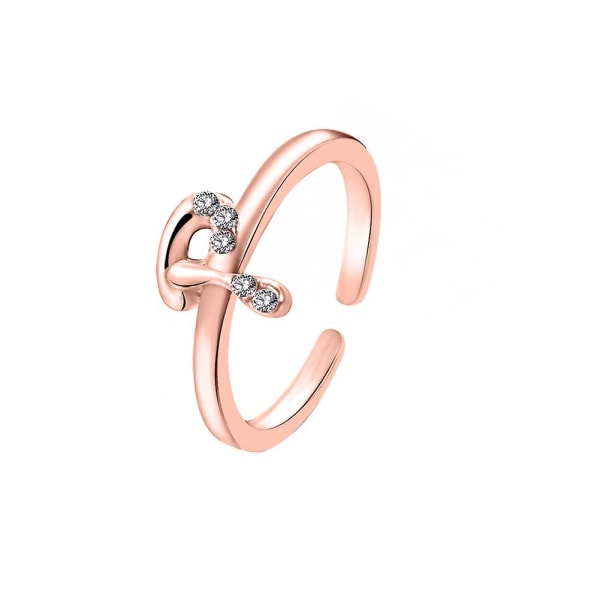 Mode Kvinnor Enkel A Till Z Engelska Alfabetet Bokstav Rhinestone Öppen Ring Smycken Rose Gold B