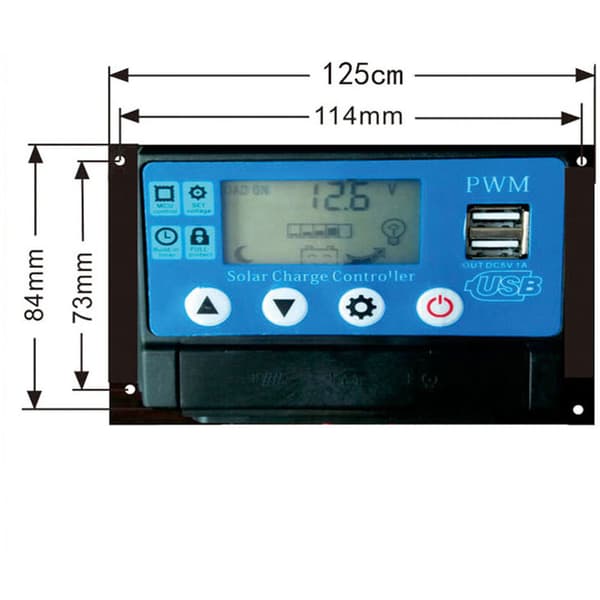 PWM12/24V solcellelader, 30A controller