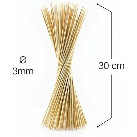 sett med 200 bambusspyd 30 cm / Ø3mm - til grilling og matlaging