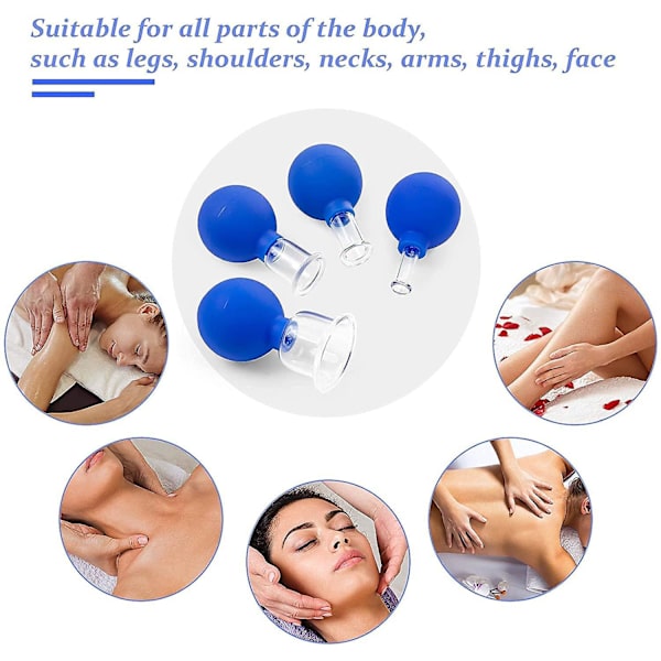 Starlight - 4-delad ansiktskopps-massageset, professionellt glaskoppsset med silikonboll