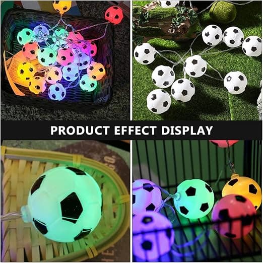 1,5 m farverige LED fodboldstrenglys, fodboldformede fe