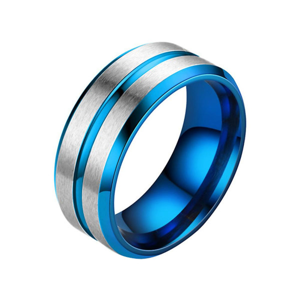 Mode Män Kvinnor Två Ton Band Finger Ring Bröllop Förlovning Smycken Gift Blue US 6