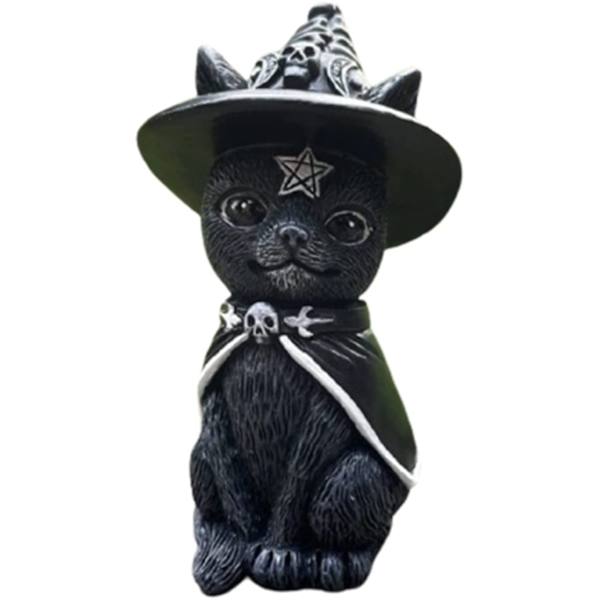 Okkult Kat Figur Heksehat, 13,5 cm, Sort