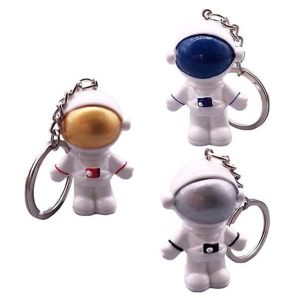 3 stk. dekorative genanvendelige lette astronaut nøgleringe til venner kollega