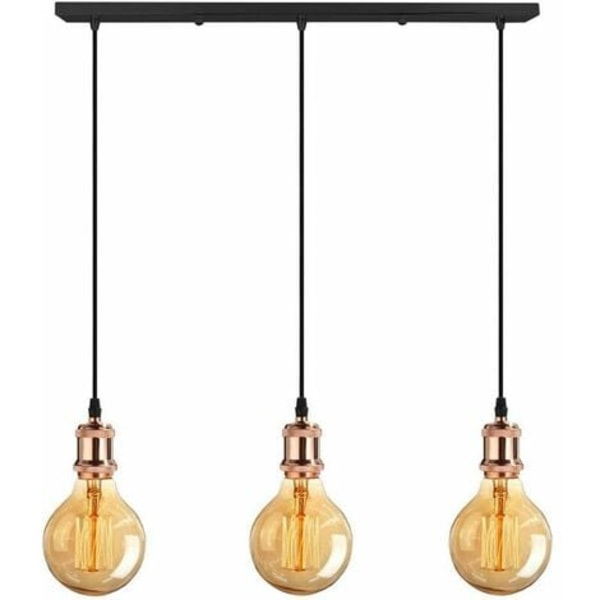 Vintage hängande ljuskrona 3-ljus hängande ljusarmatur med E27-sockel Retro Edison-stil metalltaklampa, färg: