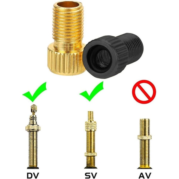 4-paks messing sykkelventil Presta ventiladapter med svart O-ringpakning for oppblåsing av dekk ved bruk av standard pumpe eller luftkompressor