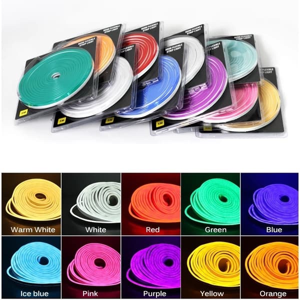 12v led stripe lys neon stripe lys 6*12mm 5m sett (hvitt lys)