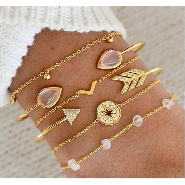 Armbåndssæt Vintage Guld Farve Mode Smykker B2486 1