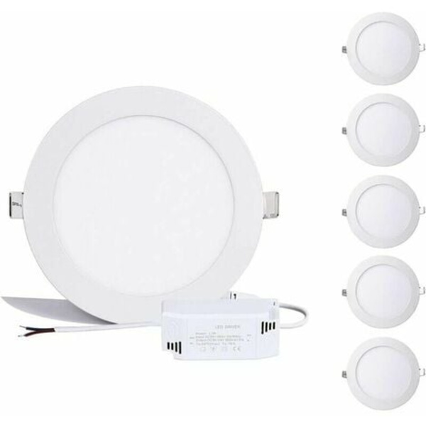 12W pyöreä LED-paneeli, led-kohdevalaisimet alasvalot neutraali valkoinen 6000K-6500K upotettu kattoalasvalo, erittäin litteä, ajuri sisään