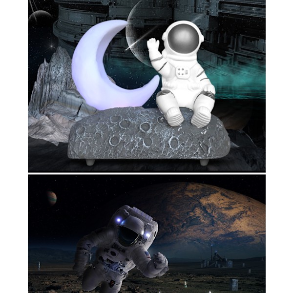 Månelys astronaut bluetooth højttaler, gavedekoration højttaler (sølv)