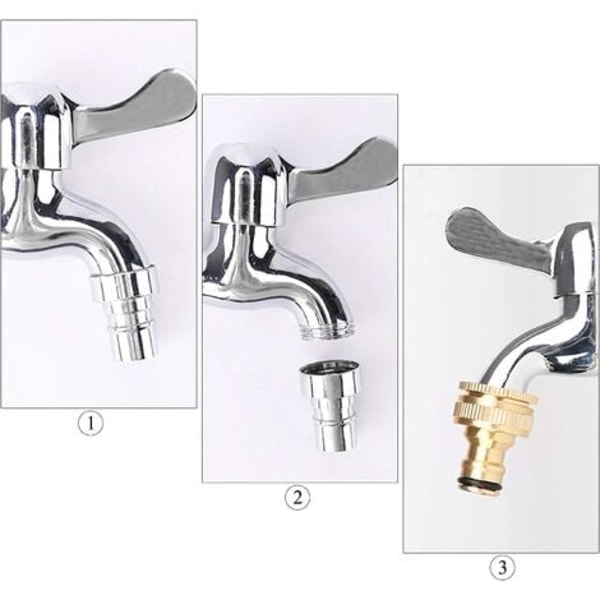 4 stk. Messing haveslangehane fittings 6 punkts hunner for have og landbrug