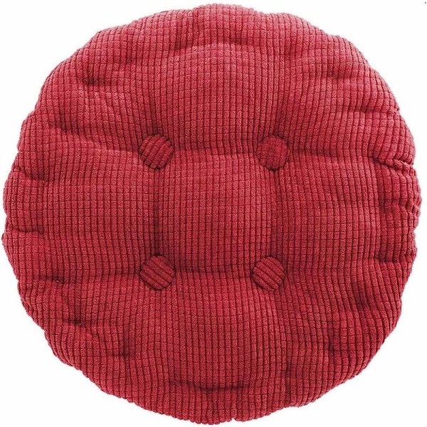 Stor förtjockad röd manchester enfärgad rund stolsdyna 43cm i diameter, lämplig för hem, sovrum, sovrum, etc.