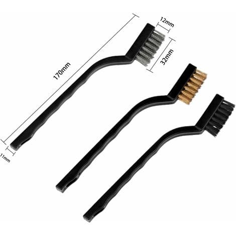 3 stk. stålbørster (nylon, messing, rustfrit stål) -