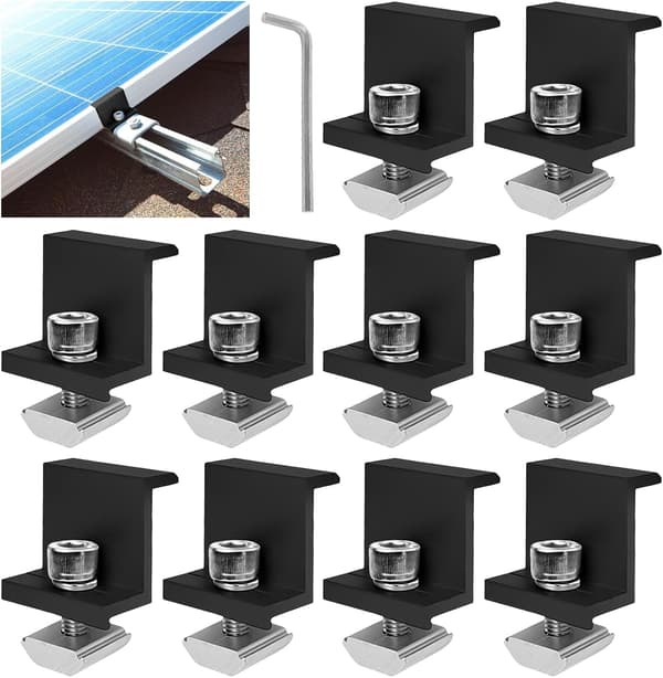 Solpanel Kantklemmebeslag, 10 Stykker 30mm Solpanel Monteringssæt, Solpanel Fastgørelse