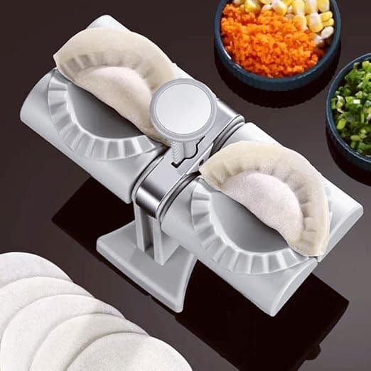 1 automatisk dobbeltsidig dumplingform, pakker dumplings, to om