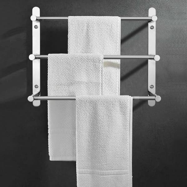 40CM skinnende perforert rustfritt stål trelags badehåndklespeil holdbart