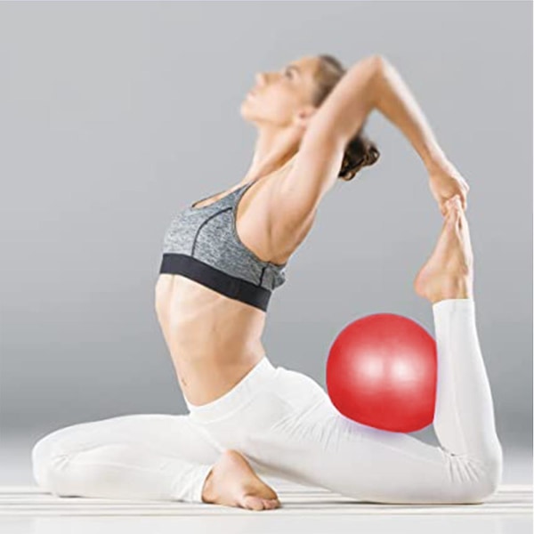 2 stk træningsbold til yoga pilatesbold, med oppusteligt sugerør, pilates, yoga, kernetræning Red   Purple