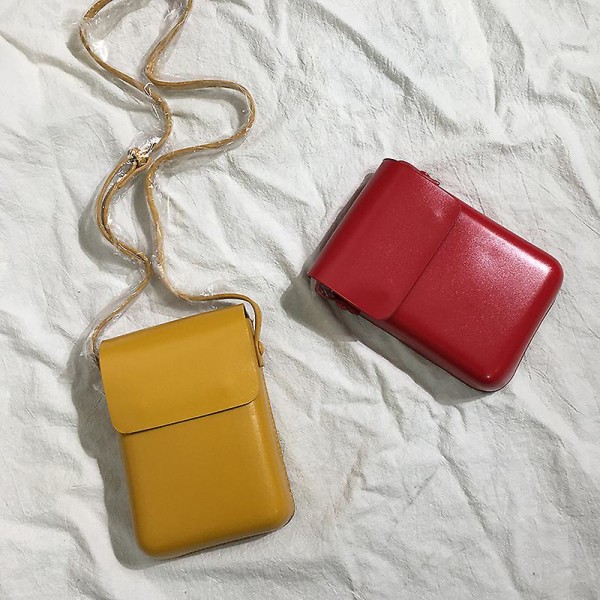 Handväskor för Crossbody Telefonväska Damplånbok Liten Mjuk PU-Läder Mobilplånbok Mini Axelväska med Rem Kortfack A916-444 Red