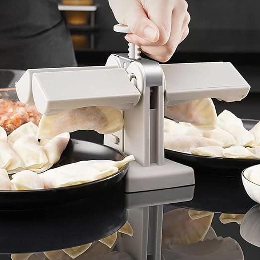 1 automatisk dobbeltsidig dumplingform, pakker dumplings, to om