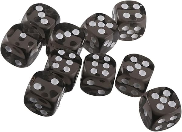 10 stk. Polyhedriske Terninger (Sorte) D6 Terninger 16mm Akryl Terningesæt til