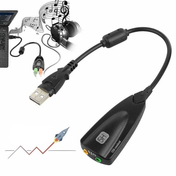 Usb2.0 Till 3.5mm Mic/hörlursuttag Extern 7.1 Channel Audio Ljudkort Adapter-kl. Utrustning
