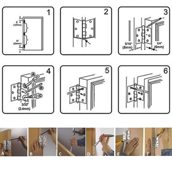 12 stk. dørhængsler poleret krom, 44*32*0,8 mm