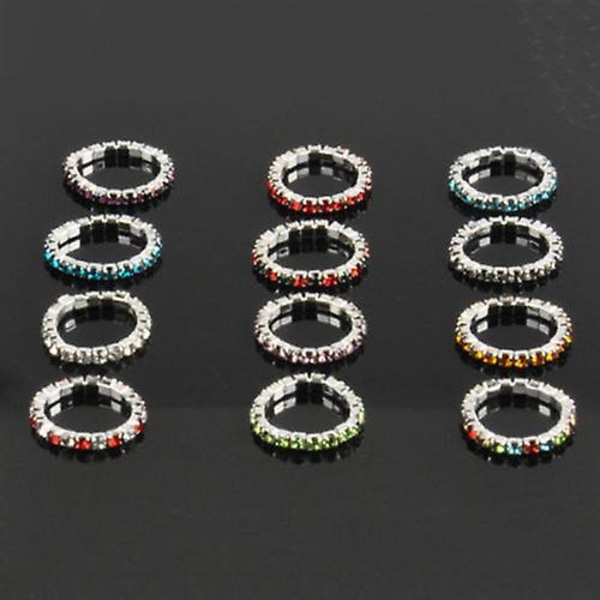 12 stk/pakke Elastiske Rhinestone Dekorative Tåringe Blandede Farver Fod Smykker Charms