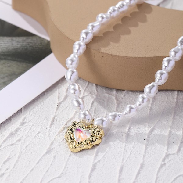 Halsband Heart Pearlfashion Smycken B1592 N2210-17