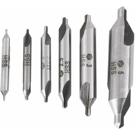 Sæt med 6 stk. HSS centreringsbor 60° Ø 1/1.5/2/2.5/3/5mm til metal